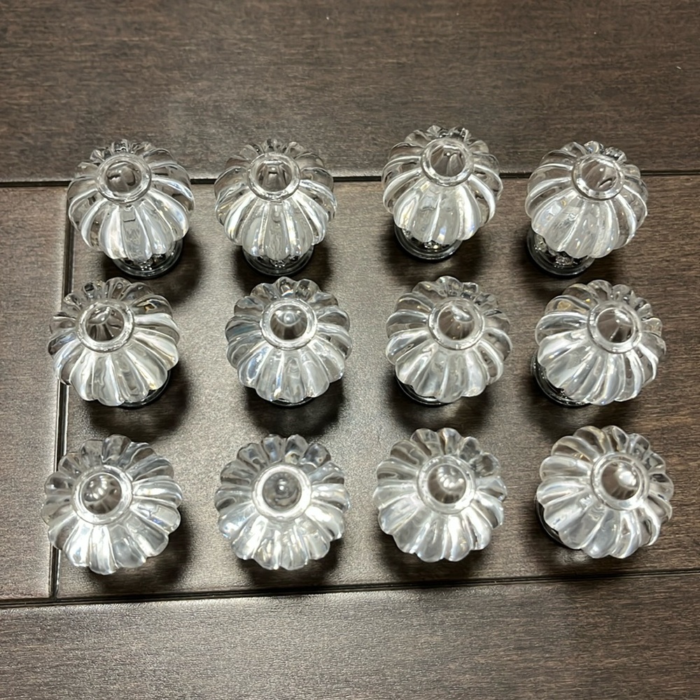 Clear Glass Pumpkin Cabinet Knobs - Set of 12